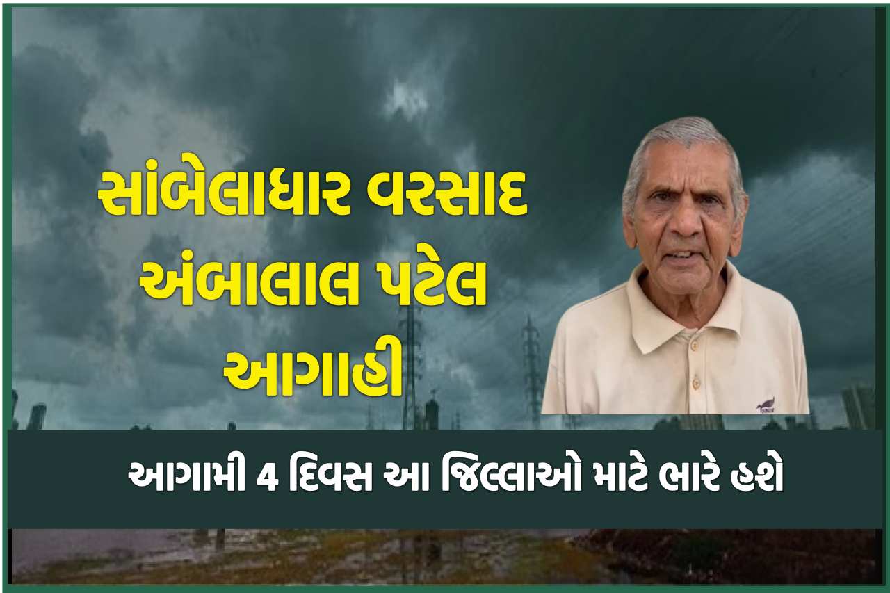 સાંબેલાધાર વરસાદ અંબાલાલ પટેલની આગાહી