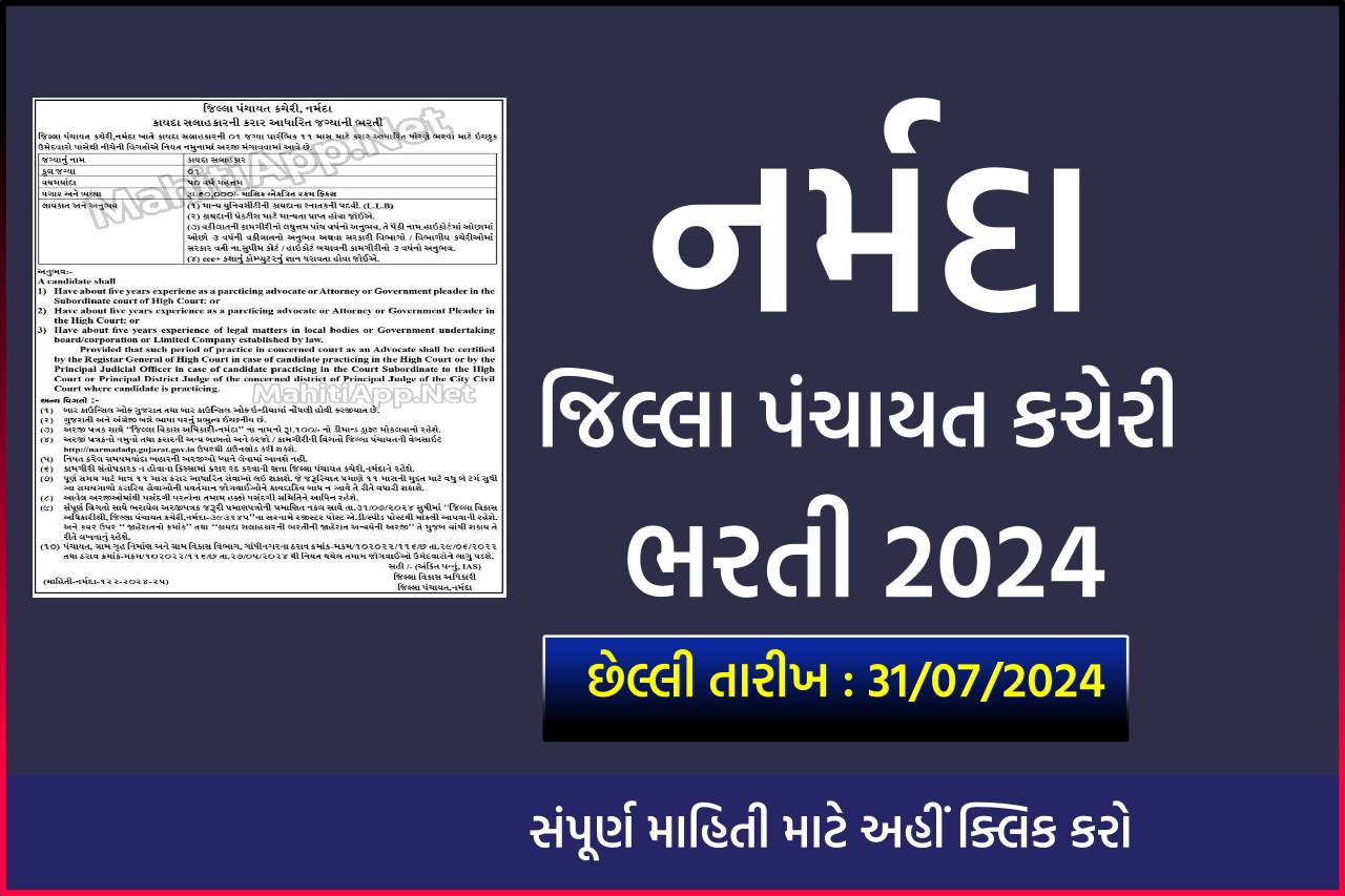 જિલ્લા પંચાયત કચેરી નર્મદા ભરતી 2024